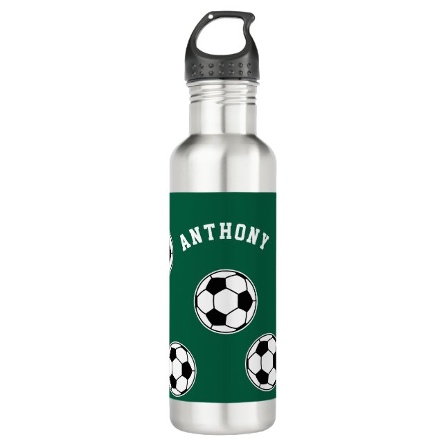 Garrafa Soccer Green Personalised Kids Back to School (Frente)
