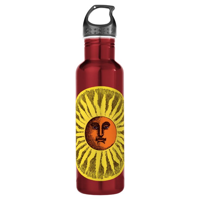Garrafa Sol Hippie Feliz Sorridente Amarelo Celestial Vint (Frente)