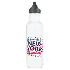 Garrafa Someone in New York Loves Me Retro Funny Design