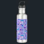 Garrafa Sonhador 70 Cogumelos e flores Turquesa Roxa<br><div class="desc">Esta garrafa de água de aço é decorada com cogumelos e flores ilustrados bonitos numa paleta de cor azul roxa e turquesa sonolenta.</div>