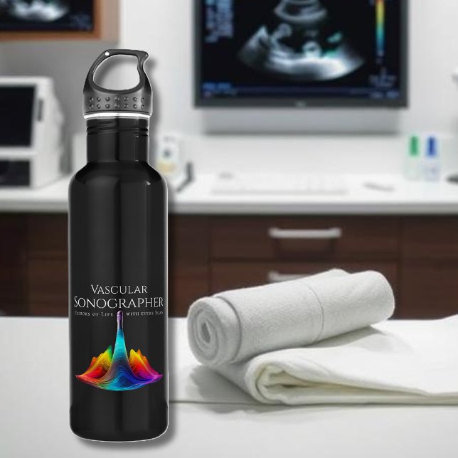 Garrafa Sonógrafo Colorido Vascular Ondas De Ultrassons (Vascular Sonographer-Colorful Ultrasound Waves Stainless Steel Water Bottle)