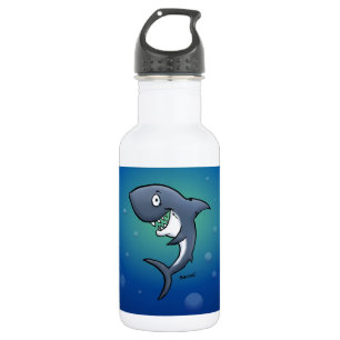 Garrafa Sorrindo Tubarão Engraçado em Fundo Azul