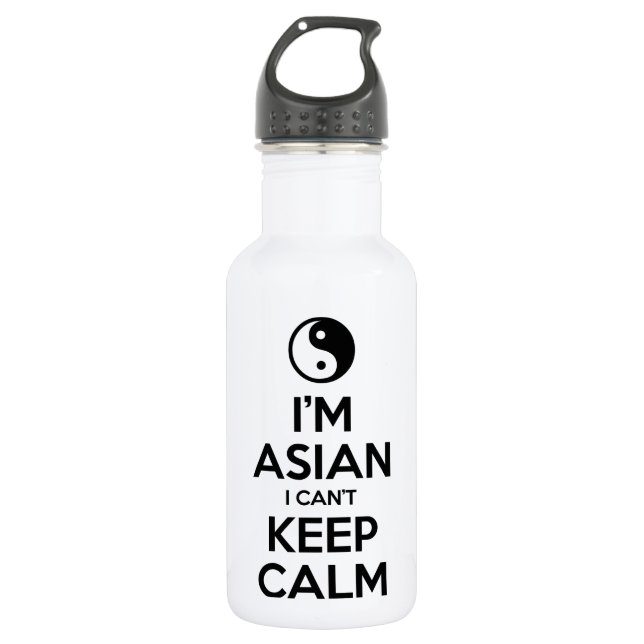Garrafa Sou asiático, não consigo ficar calmo (Frente)