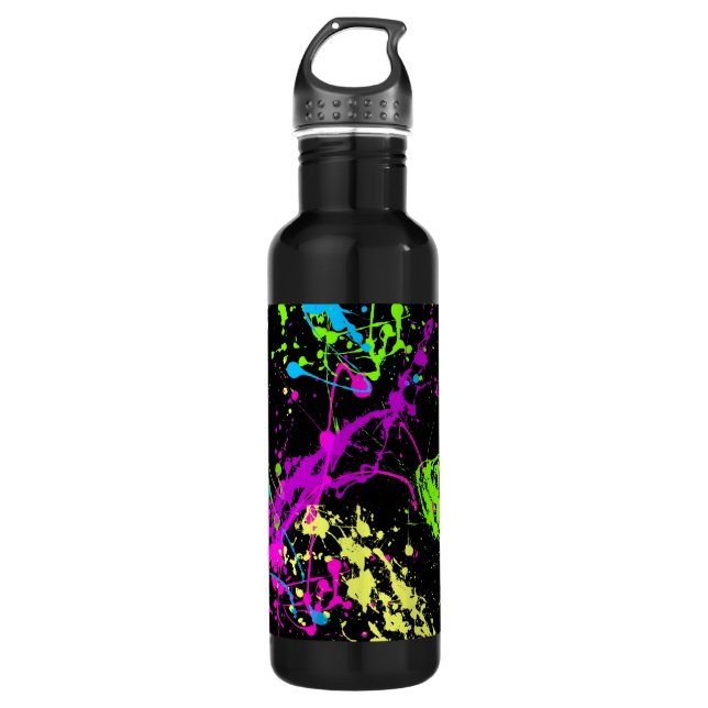 Garrafa Splatter preto/neon personalizado (Frente)