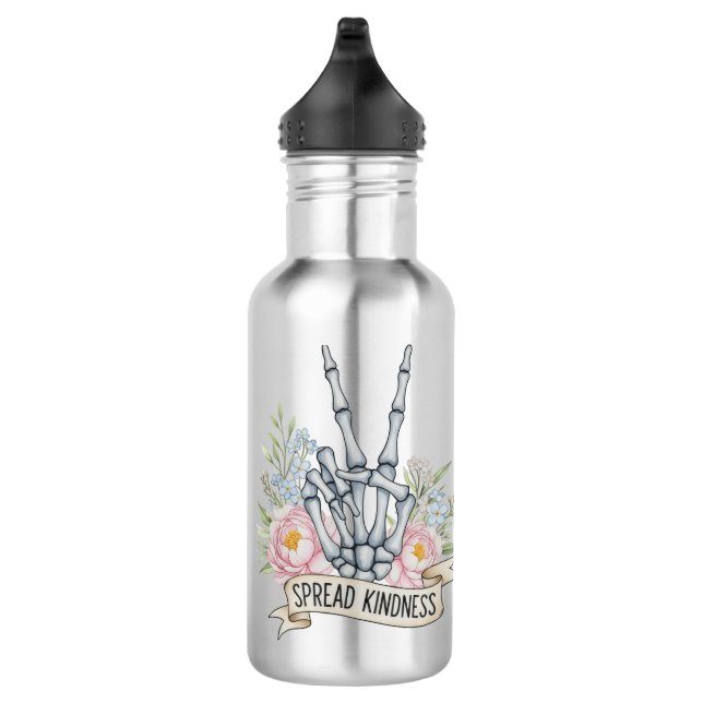 Garrafa "Spread Kindness" Skeleton Peace Sign – Watercolor (Direita)