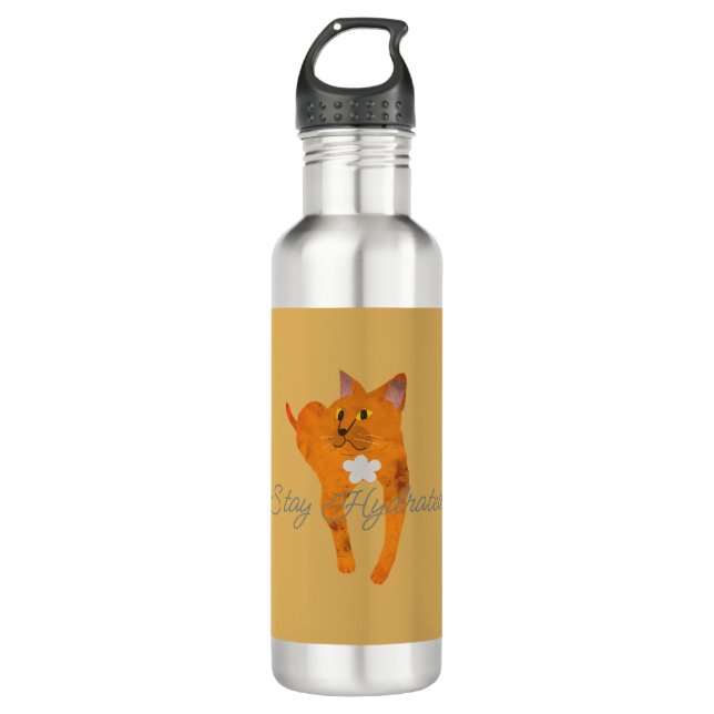 Garrafa Stay Hydrated Cat Design Stainless Steel Bottle (Frente)