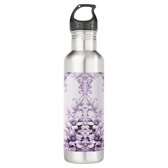 Garrafa Stylish Purple Flowers Water Bottle (Frente)