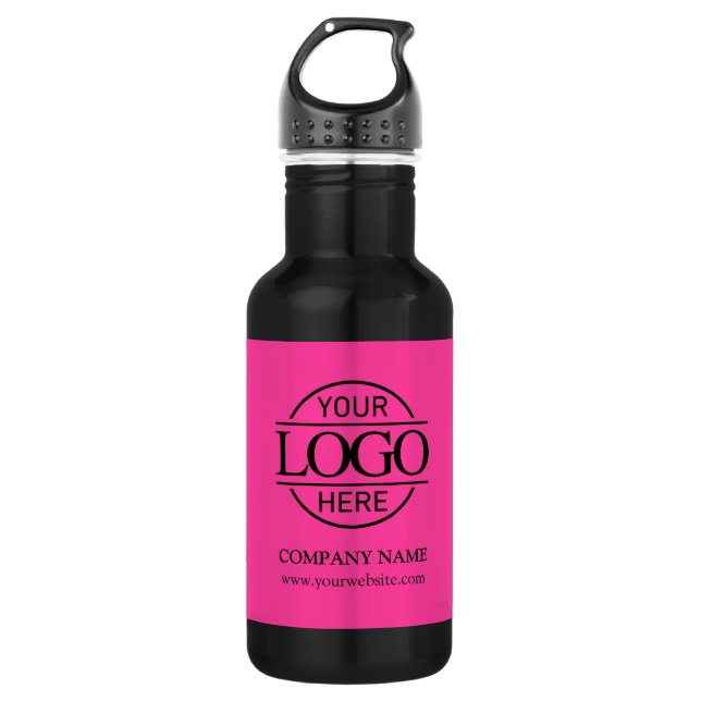 Garrafa Stylish Simple Bight Pink Company Business Logo (Frente)