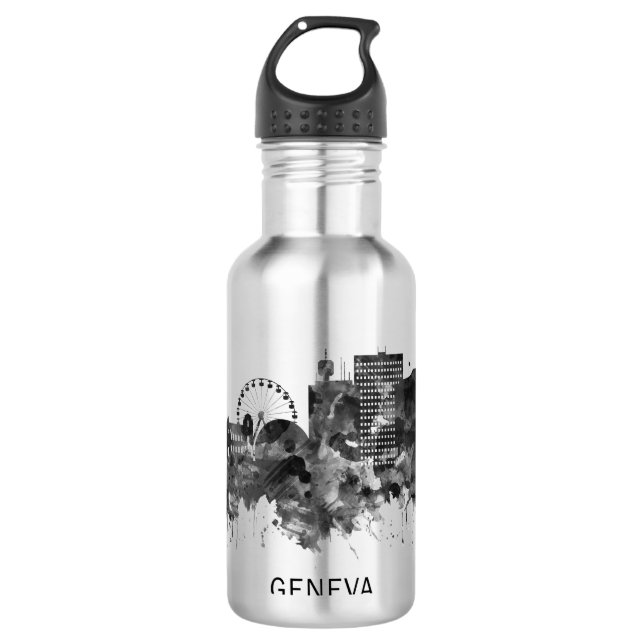 Garrafa Suiça de Genebra Skyline BW (Frente)