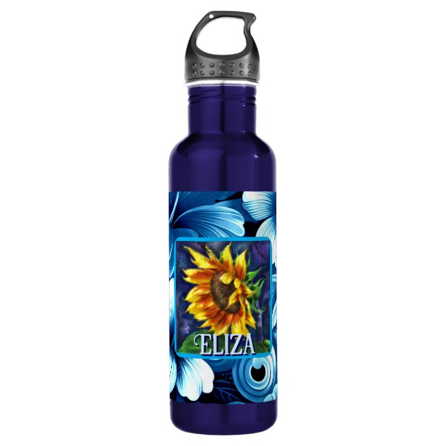 Garrafa Sunflower at Night Flower Floral Personalized (Frente)