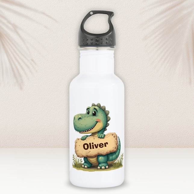 Garrafa T-Rex Jovial com Placa de Nome de Pedra (Criador carregado)