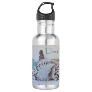 Garrafa Tabby Cat Cute Aqua Jogando Mulheres Meninas