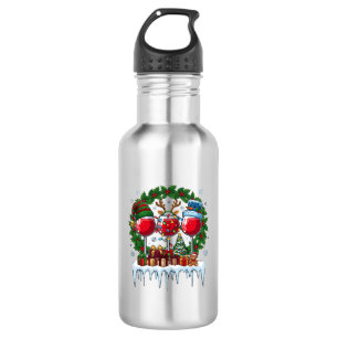 Garrafa Taças de Vinho Tinto de Natal Coroa de Azevinho Ho