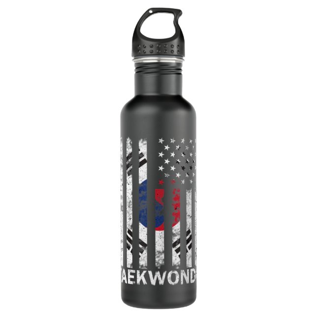 Garrafa Taekwondo Coreano Artes Marciais Treinando Bandeir (Frente)