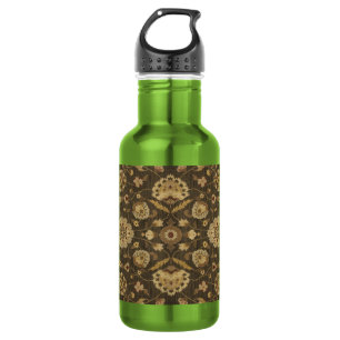 Garrafa Tapeçaria floral dourada verde florestal
