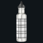 Garrafa Tartan de Xadrez branca com linhas pretas<br><div class="desc">Padrão de xadrez branca - padrão de tartã branco com linhas pretas.</div>
