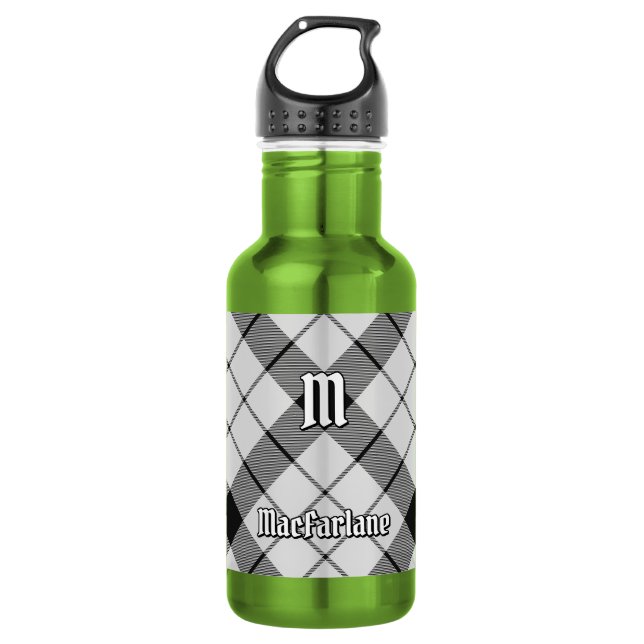 Garrafa Tartan Preto e Branco do Clã MacFarlane (Frente)