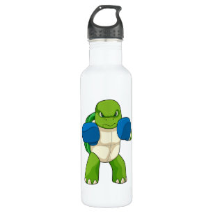 Garrafa Tartaruga como Boxer com luvas "in a box"