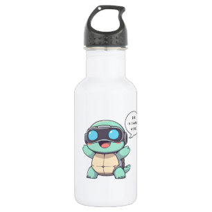 Garrafa Tartaruga Gamer de VR "BRB Em Outro Mundo" Kawaii