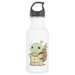 Garrafa Tartaruga Viajante de Aventura Fofa Design Kawaii