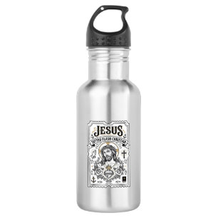 Garrafa Tatuagem Jesus Flash Cristão Tatuagem Jesus Flash