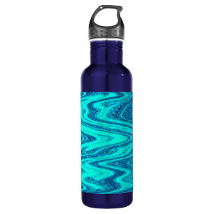Garrafa Teal Blue Waves Abstrato Modern Artsy Cute