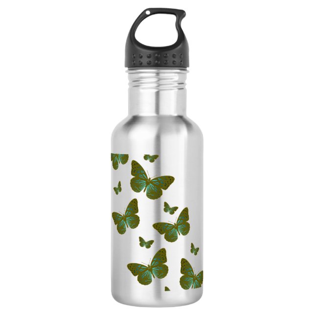 Garrafa Teal Butterflies Water Bottle (Frente)