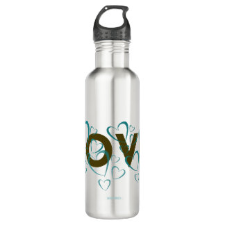 Garrafa Teal Hearts Love Water Bottle