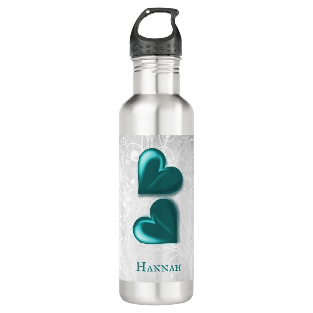 Garrafa Teal Hearts Personalizado (Frente)