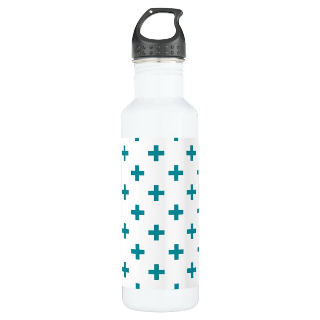 Garrafa Teal polka cruza em branco (Frente)