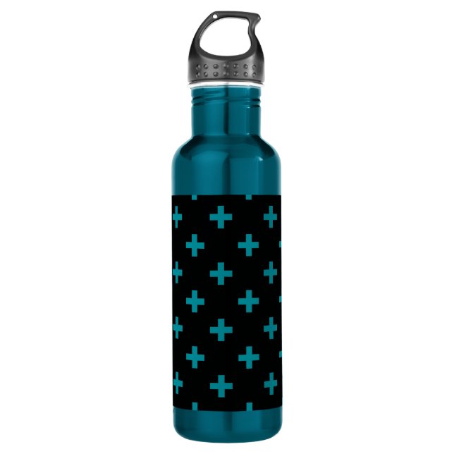 Garrafa Teal polka cruza em preto (Frente)