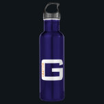 Garrafa Técnica Única Moderna do Monograma Personalizado<br><div class="desc">Garrafa de água metálica personalizada com um monograma inicial e criativo e design de avanço técnico com texto vertical sobre uma grande inicial futurística em cores que pode ser comparada com as cores da sua escola, equipe ou clube. Digite na letra do seu primeiro ou sobrenome para criar seu próprio...</div>