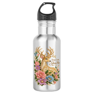 Garrafa Tem Menos Medo e Brilha Mais: Veado Floral Ornamen