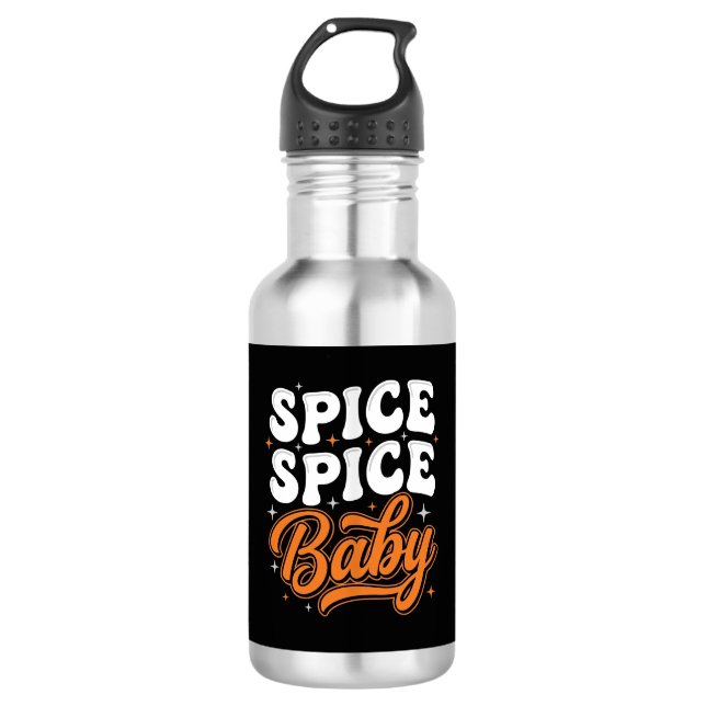Garrafa Temática de Halloween Bebê Spice Retro Tipografia  (Frente)