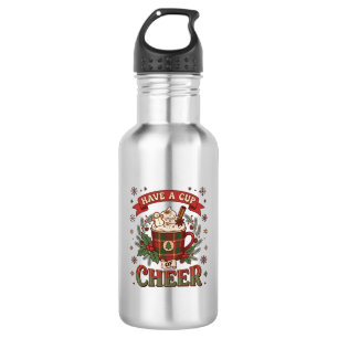 Garrafa Tenha Copo Alegria Natal Xadrez Caneca Cacau Quent