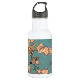Garrafa Tentilhão-de-bico-grosso de Hokusai e Flor de Cere