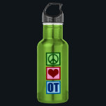 Garrafa Terapia ocupacional do amor da paz<br><div class="desc">Um sinal de paz,  o coração,  e as letras OT fazem um excelente para um terapeuta ocupacional.</div>