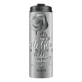 Garrafa Térmica 11th Year Wedding Anniversary Steel Rose