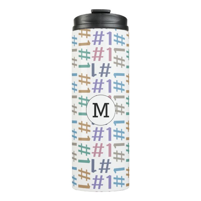 Garrafa Térmica "# 1" Tumbler de monograma personalizado padrão (Frente)