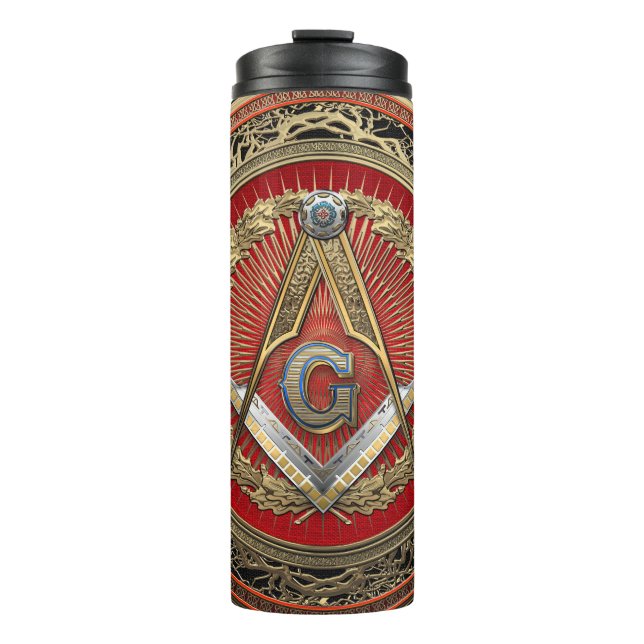 Garrafa Térmica [200] Master Mason - Dourado Square & Compass (Frente)