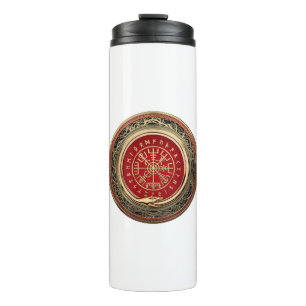 Garrafa Térmica [200] Vegvisir - Viking Dourado Magic Runic Compas