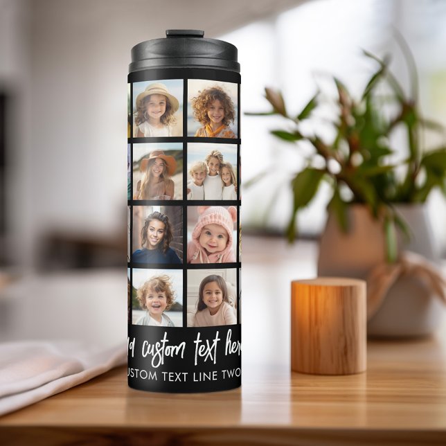 Garrafa Térmica 24 Colagem de Fotos - 4 Linhas 6 Colunas - Nome do (Personalized Thermal Tumbler - Add Photos, Text - Customize Completely in the Advanced Design Area)