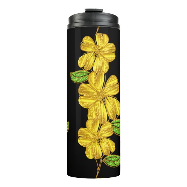 Garrafa Térmica 3 flores amarelas (Frente)