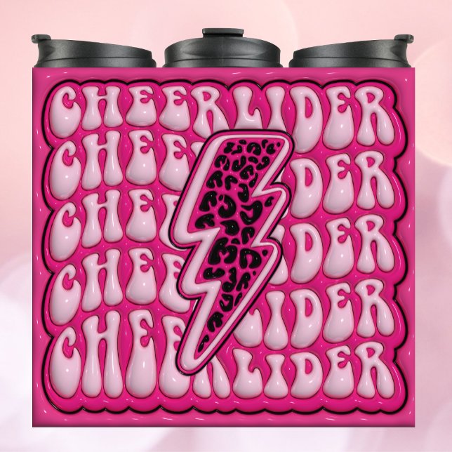 Garrafa Térmica 3d CHEERLEADER insuflado - Tumbler rosa-leopardo (Criador carregado)