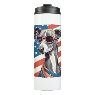 Garrafa Térmica 4 De Julho, Bandeira Italiana De Greyhound Dog
