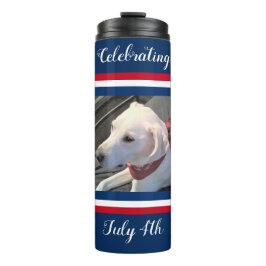 Garrafa Térmica 4 de julho Cachorro Vermelho Azul Cachorro Vestido