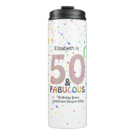 Garrafa Térmica 50 & Fabuloso Aniversário Personalizado com Confet
