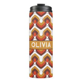 Garrafa Térmica 70s Bold Retro Modern Motif in Orange & Brown