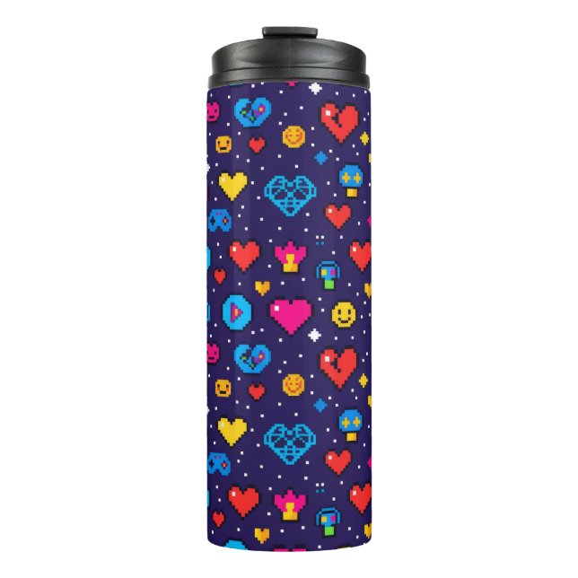 Garrafa Térmica 8-Bit Pixel Gaming Insulated Travel Tumbler (Frente)