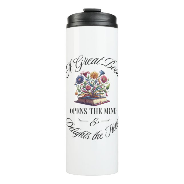 Garrafa Térmica A Great Book Delights Floral  (Frente)